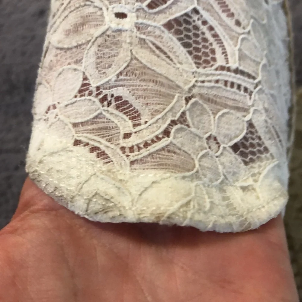 Manebi White Lace Platform Espadrilles